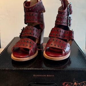 Freebird Women's Burgundy Leather Heels
